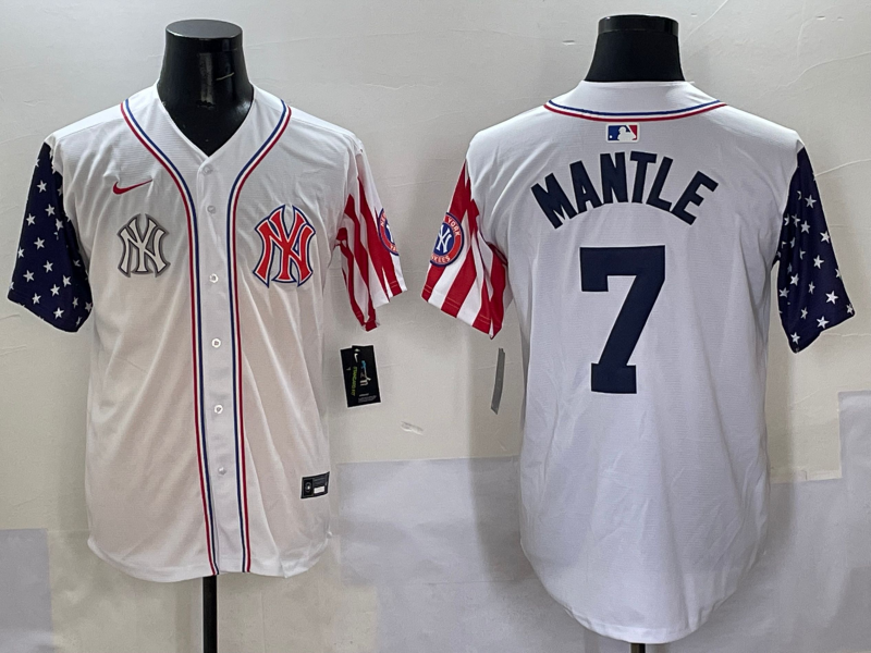 Men 2025  MLB New York Yankees #7 Mantle white jersey style 9->new york yankees->MLB Jersey